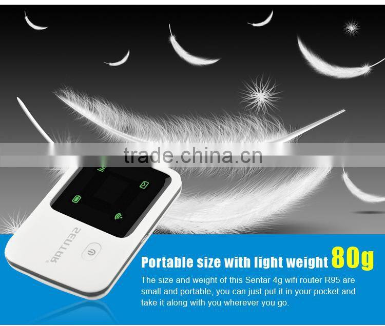 Sentar R95 4G LTE FDD SIM card Slot wifi sharing router 2100mAh power bank wireless router