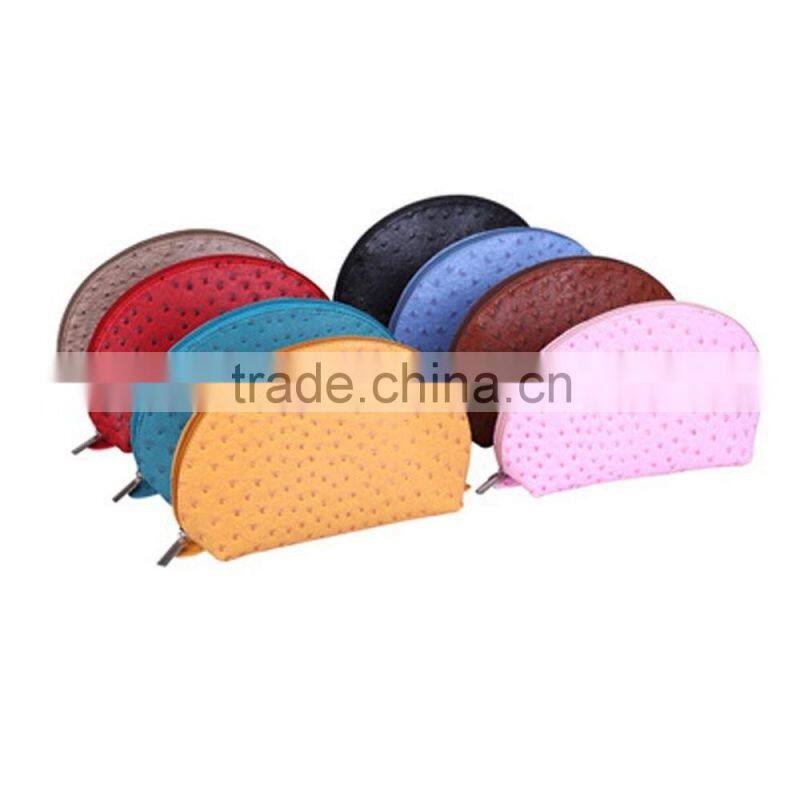 Set of 4 Portable Fashion PU Ostrich Grained Leather Makeup Cosmetic Pouch Bag