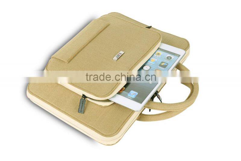 Fashionable BUBM khaki super-thin convenient work pretty attract attention laptop bag both men and women