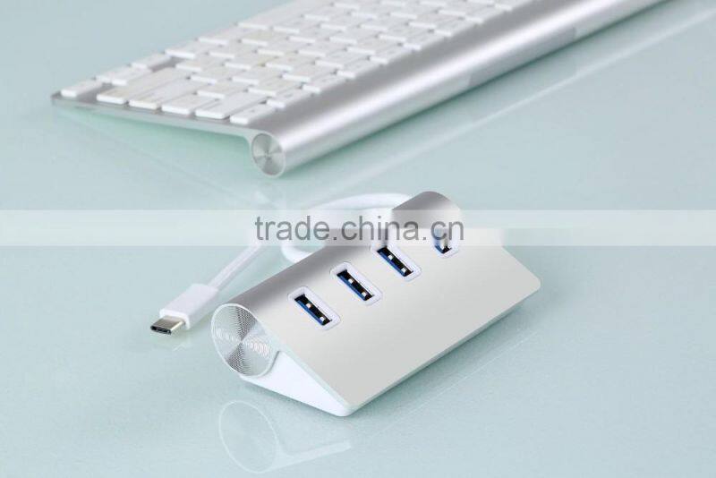 Auminum alloy 4 port type c USB 3.1 superspeed hub 5 Gbps Plug & Play for Windows, Linux, Mac OS