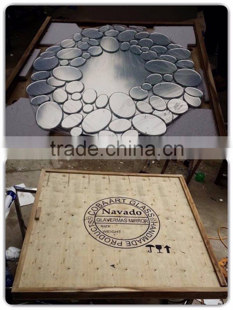 High quality best selling round mirror with 100% natural wood frame