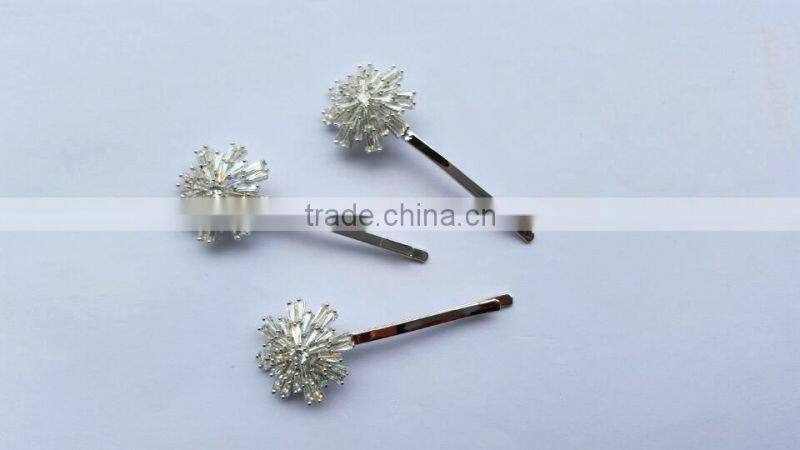 Hot seller platinum plating cubic zirconia bridal hair pins