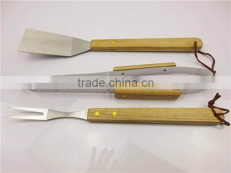 Factory Price Rubbet Handle Stainless Steel 3pcs BBQ Grill tools