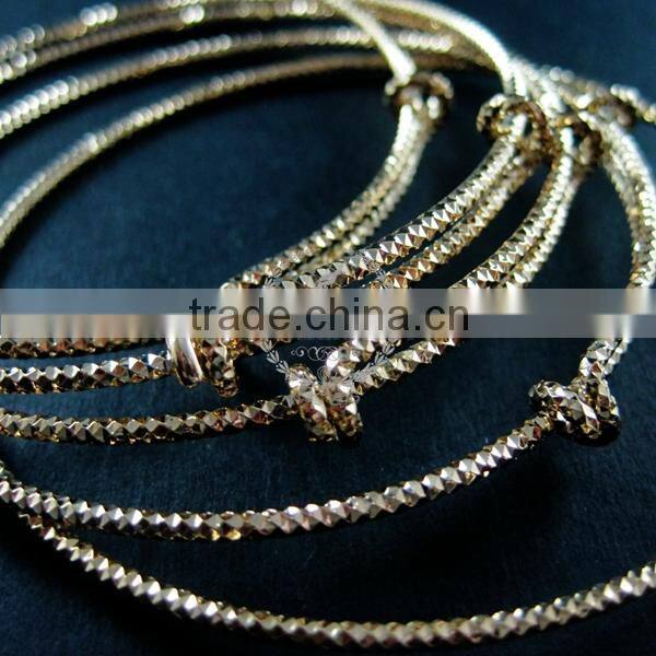 65mm diameter 14K light gold plated brass faceted simple adjustable wiring bracelet for beading 1900076