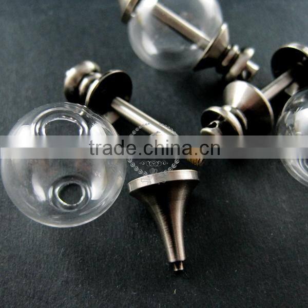 20mm glass ball in antiqued silver plated brass vial pendant DIY glass dome bottle charm supplies 1830055