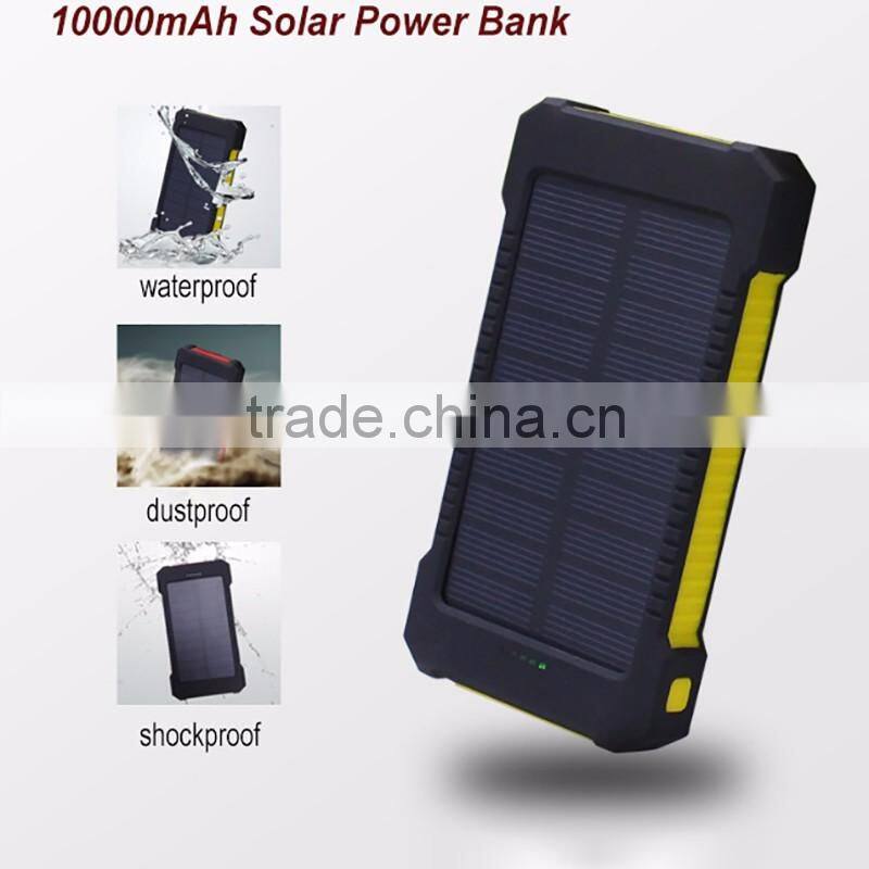 Hot sale 10000mah portable solar charger for samsung mobile phone with led and compass