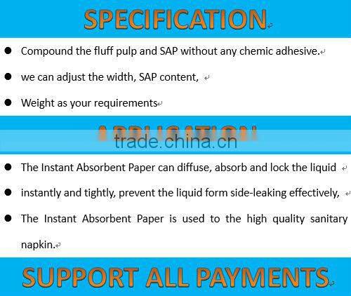 Super absorbent ECO friendly paper for sanitary napkins