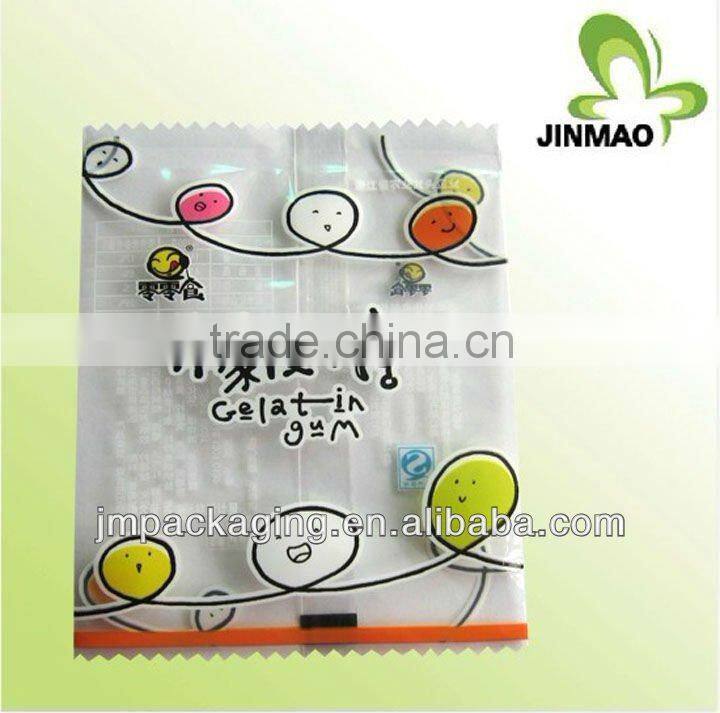 Transparent plastic food packaging bag for candy