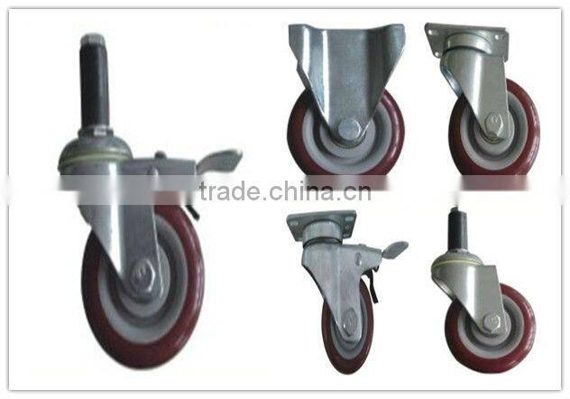 JY-302|zinc plate swivel caster with top plate| Black red swivel Wheel for Trolleys