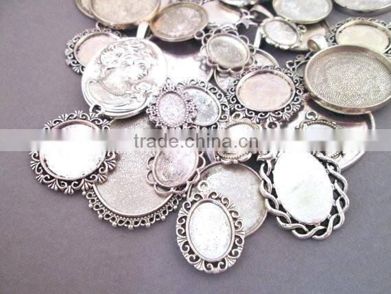 Europe+USA classical element photo flat handmade domed alloy DIY cabochons settings