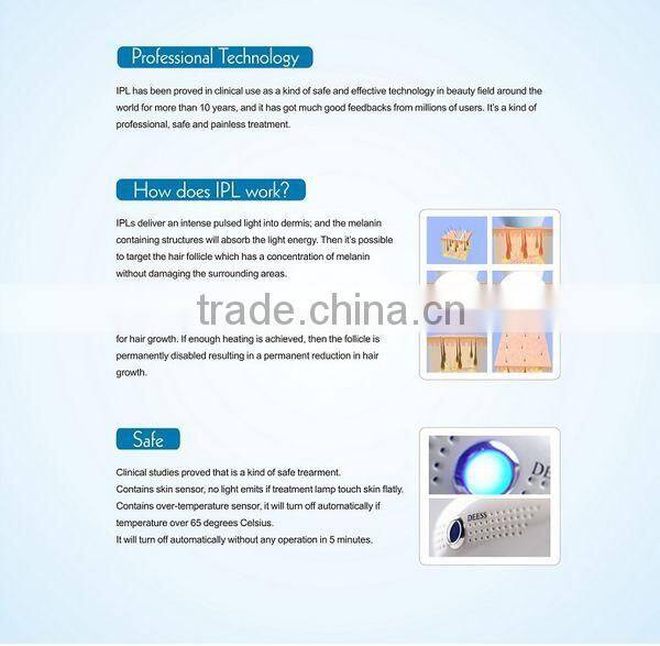 DEESS home use IPL permanent hair removal equipment with 300000shots lamp life