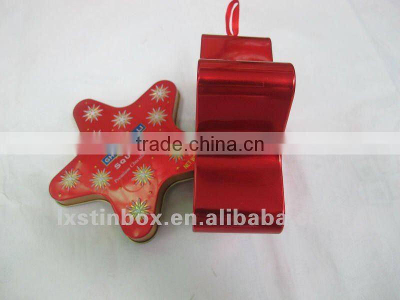 star shape with lid factionable star tin box