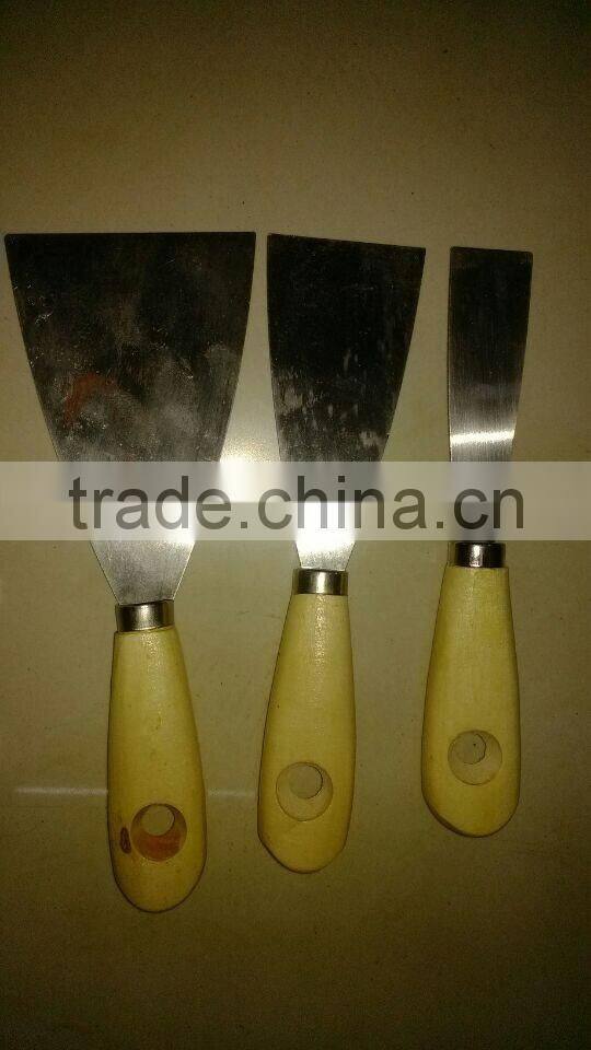 3 pieces plastic wall putty knife with wooden handle