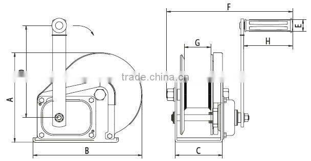 1200LB Hand Winch with Auto brake, hand operated winch