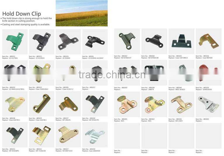 forged hold down clip for BISO harvester