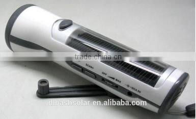 China factory price super bright 5 leds solar flashlight with FM radio