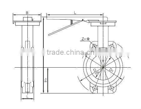Iron butterfly valve with handle lever type