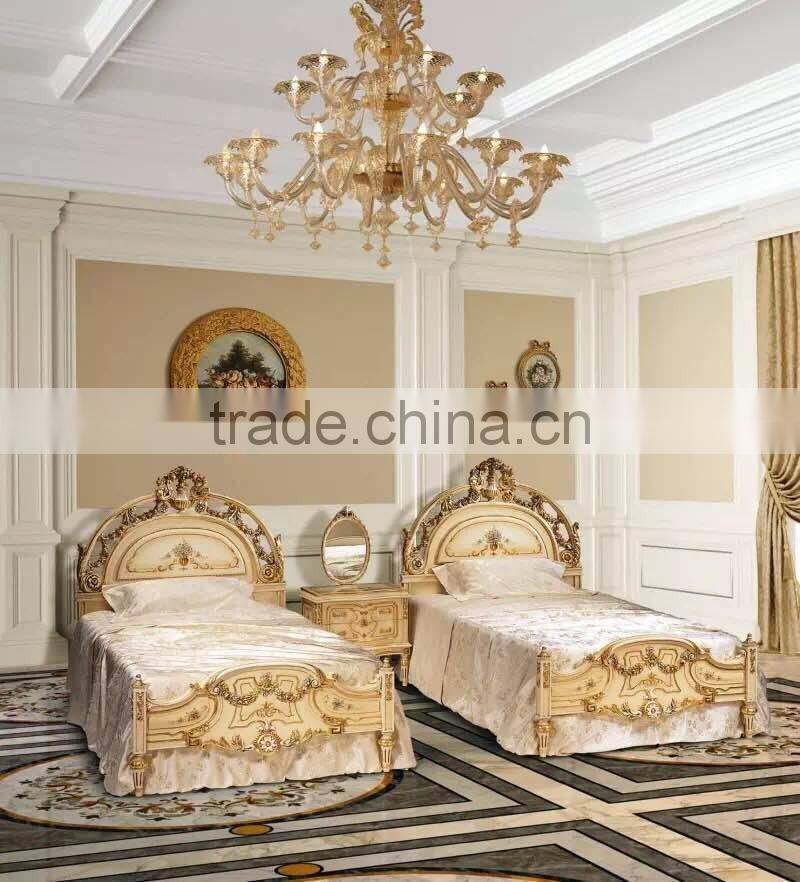 Italy Wood Bedroom Set, Concise and Elegant Girl's Bedroom Set, Hand Painting Wooden Kids Furniture Set