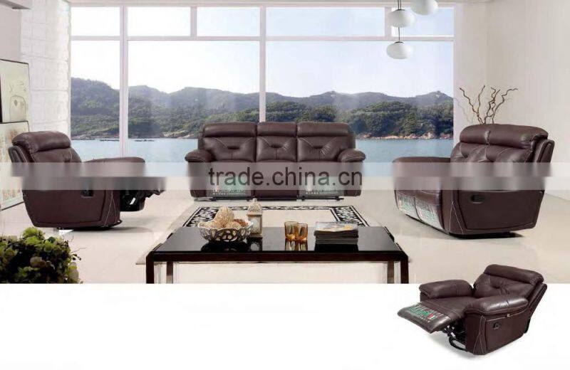 Bisini L Shape Genuine Leather Sofa, L Shape Sofa with Recliner, Modern Recliner Home Sofa Furniture