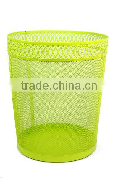 Store More Round Decorative Borde Metal Punched Mesh Trash Can Wastebasket Yellow