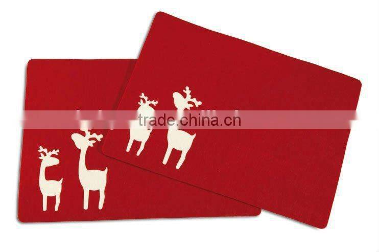 embroidery Christmas object red mat/placemat/felt placemat