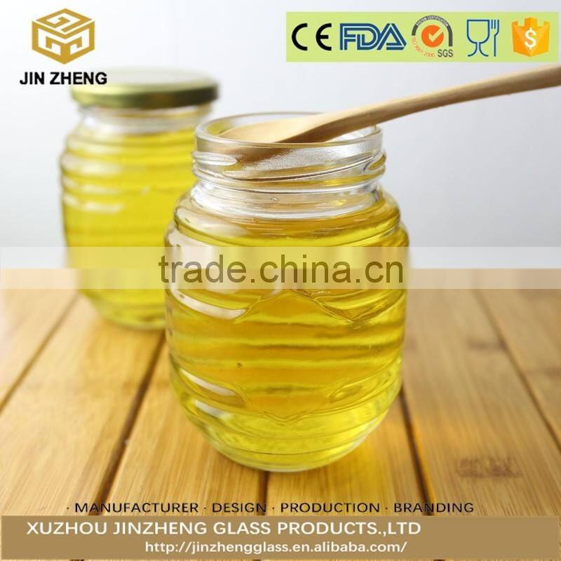 Large Round shape 700ml transparent glass honey jar with Screw Lid