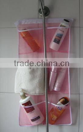 hanging mesh pocket organizer/6 pockets hanging Mesh Shower Caddy/Shower Organizer