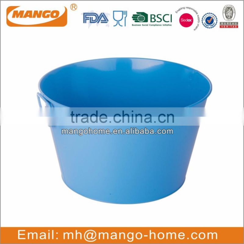 Large black galvanized metal beer bucket