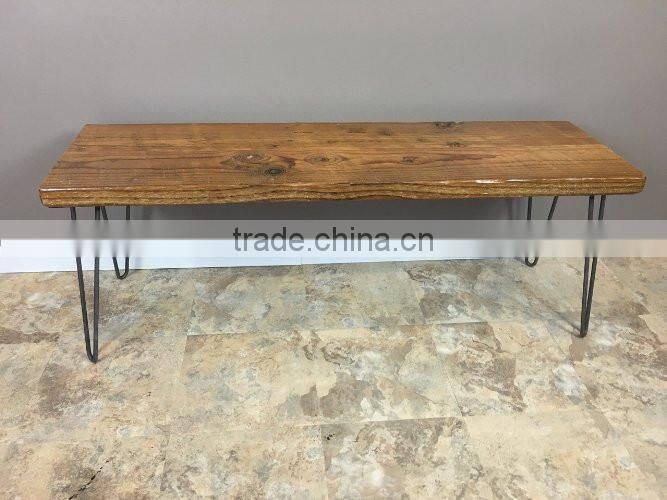 Black powder coated 28 inch 2 rod iron metal hairpin wood table leg