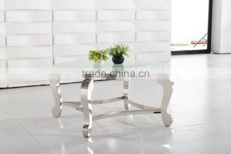 CT07R metal base stainless steel marble top round coffee table