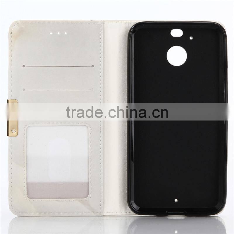 Noble design high quality marble PU card bumper/pocket cell phone case for HTC