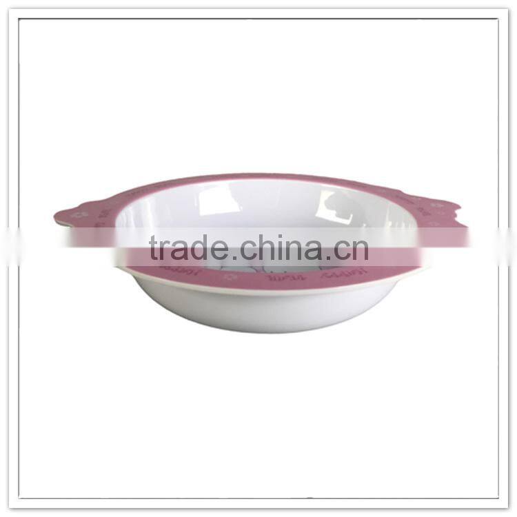 Food safety new handled lovely bear printed design wide rim melamine bowl for children