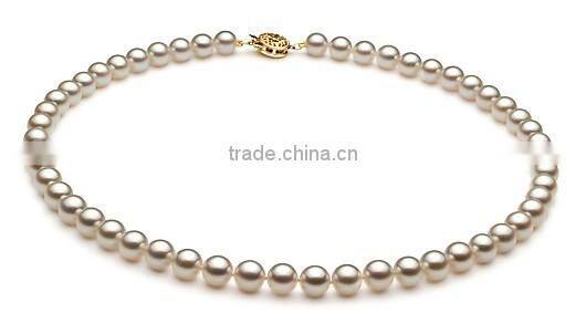 23 inches AAAA 6-9mm white color Akoya pearl beads necklace