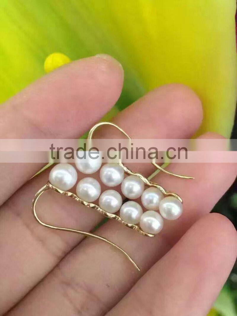 6-8mm Akoya pearl earrings with 14k gold hook earring