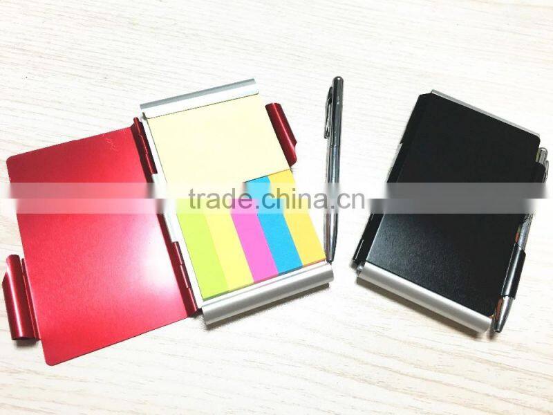 New aluminum double-side notebook with pen / HOT Sale Aluminum pocket notebook