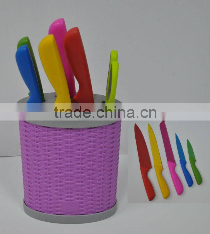 colorful coated knife set