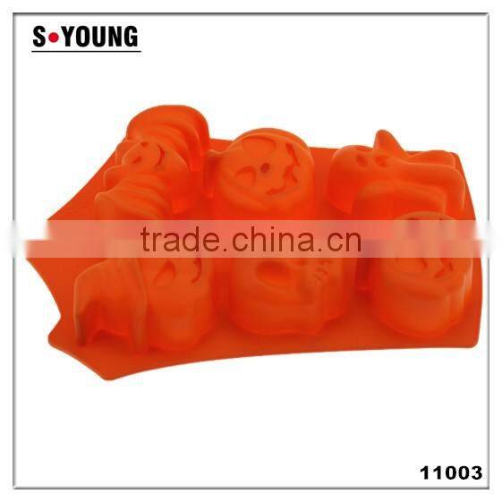 11003 6 Holes Halloween pumpkin shape baking silicon cake mould,