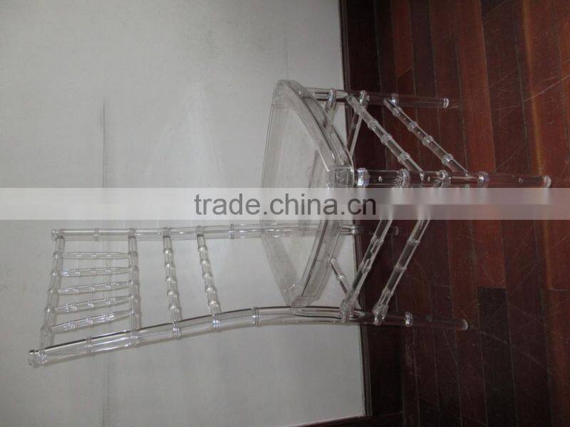high quality clear resin wedding chairs tiffany with ivory cushions