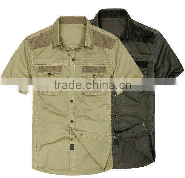 Men's spring & summer 100% cotton breathable short-sleeved tactical shirts