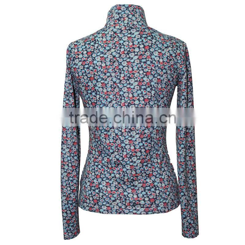 women clothing plus size long sleeve shirt garment high collar floral print laides blouse winter