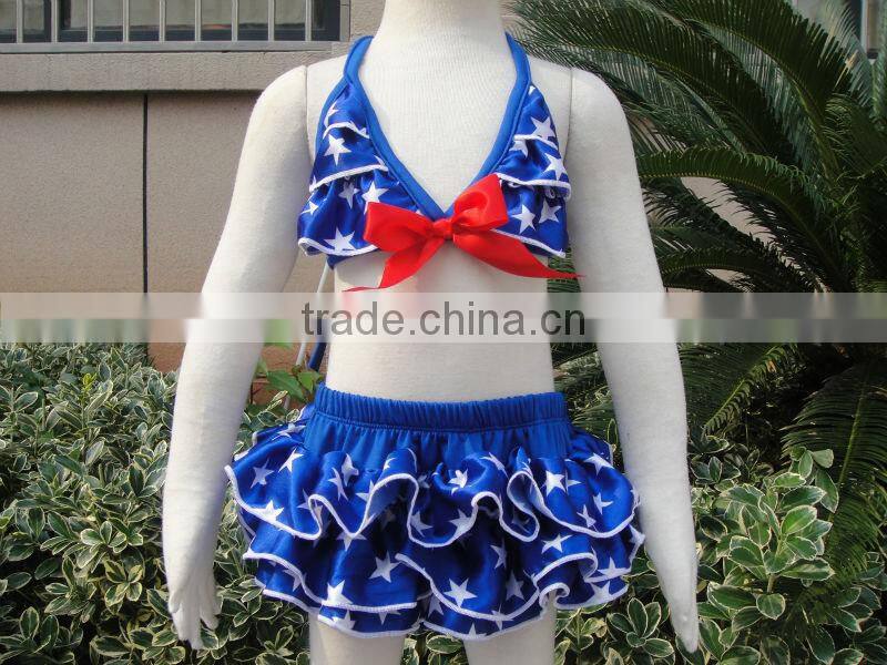 New design 2 piece patriotic 4th of july cute baby bikini