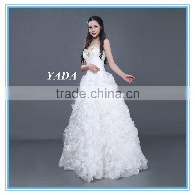 New Model Off Shoulder Elegant Handmade Beaded Wedding Dress 2016