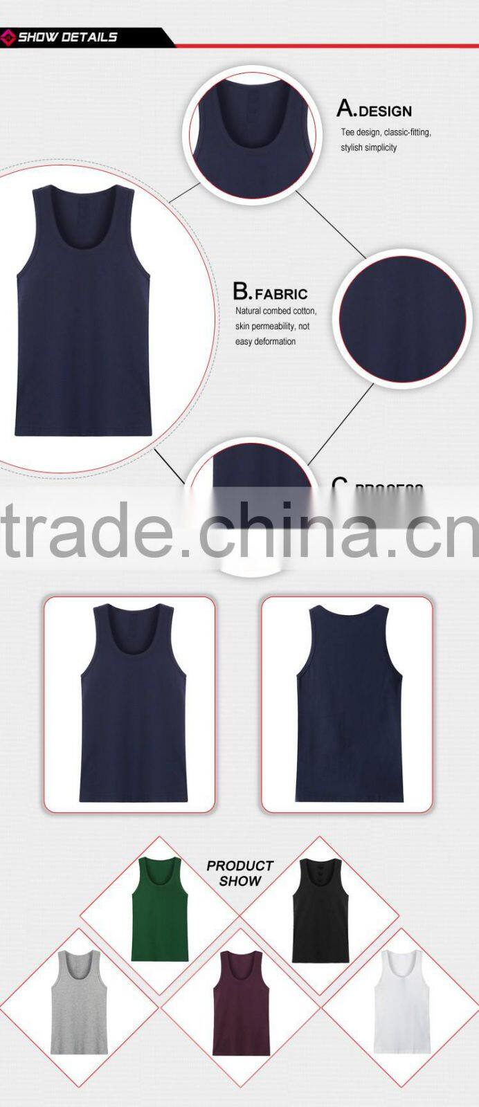 Latest design custom plain stringer tank top
