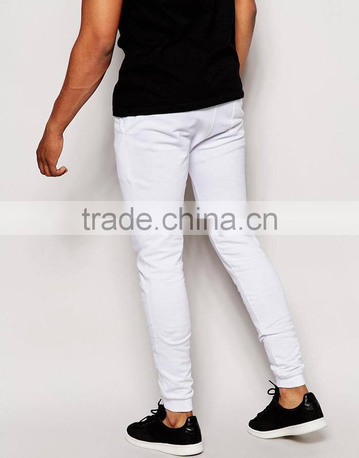 Mens pure white custom China factory drawstring jogging pants