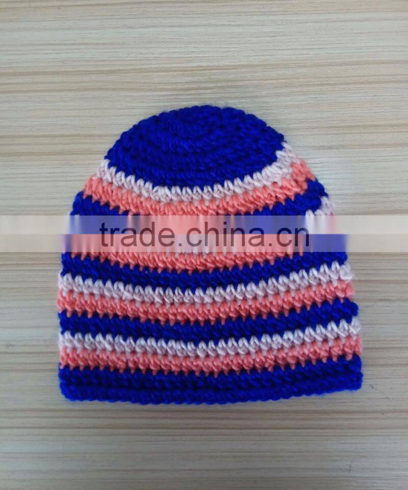 Dark Blue Crocheted Winter Beanies Hat