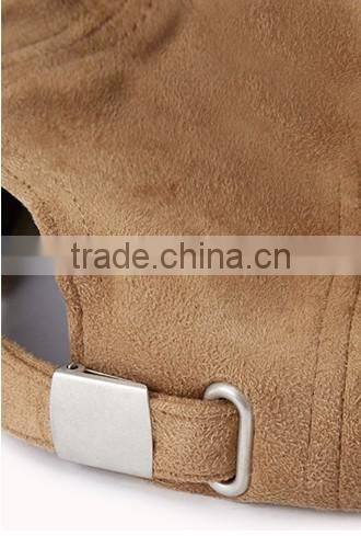 New Design 5 Panel Fitted Pre-curved Brim Suede Plain Baseball Cap