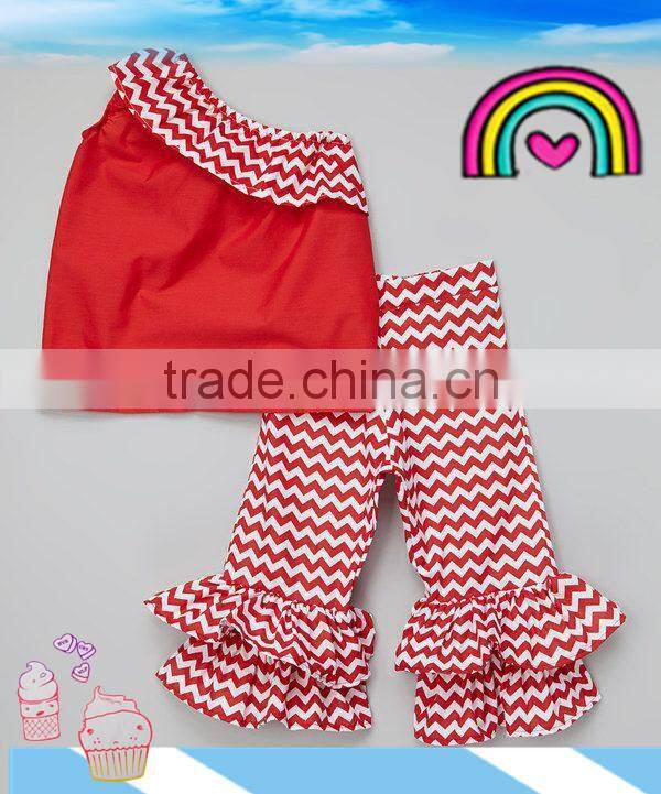 cute baby kids Long Sleeve Shirt and Petti Pants Outfits Girls Chevron Clothing Sets Baby Clothes Suit