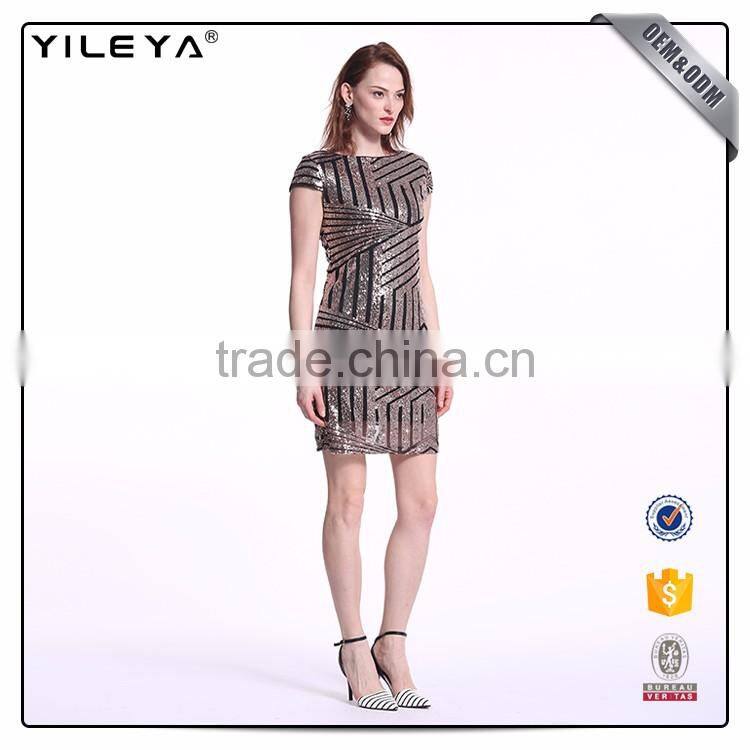 Oem&Odm Service Dotted Line Deep V Behind Women Stylish Dress