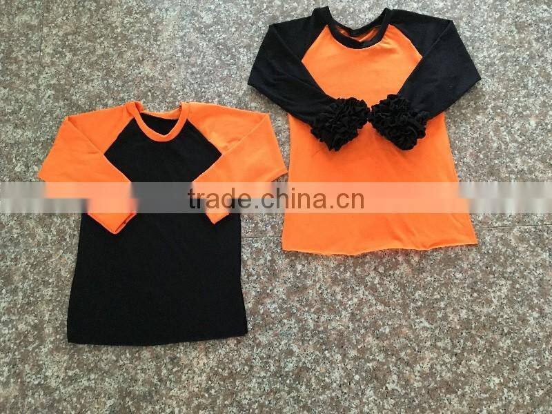 Plain reglan baby girl long sleeve t shirt cotton kids clothing ruffle wholesale bulk reglan Halloween shirt