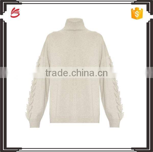 High Quality Custom High Neck Green Sweater Women 2017